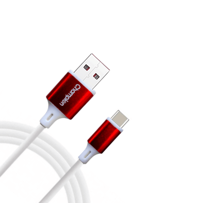 Champion USB to Type-C 3Amp Data Sync & Charging Cable PVC Metal 1M for all Android & USB Type-C Devices (White)