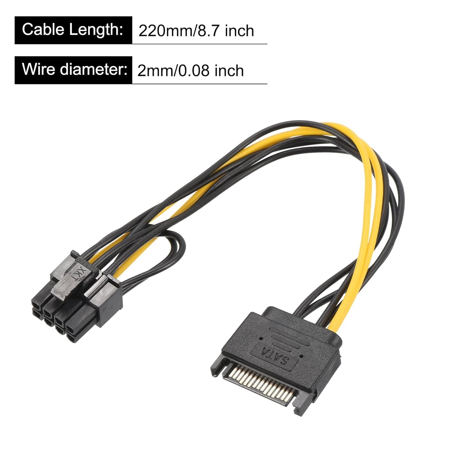 PCI Express 15 Pin to 8-Pin(6+2) Male Connector For Graphics Video Card Power Cable Connector