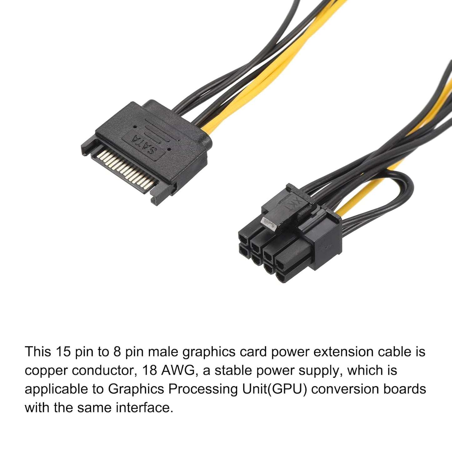 PCI Express 15 Pin to 8-Pin(6+2) Male Connector For Graphics Video Card Power Cable Connector