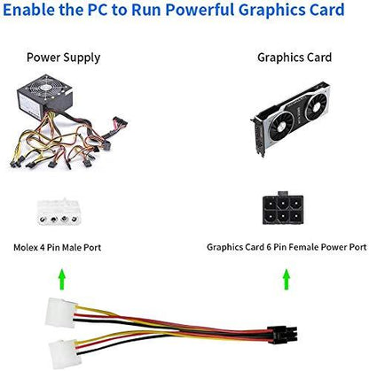 PCI Express 6 Pin to Dual 4 Pin Molex LP4 Power Cable Adapter Video Graphics Card Power Cable