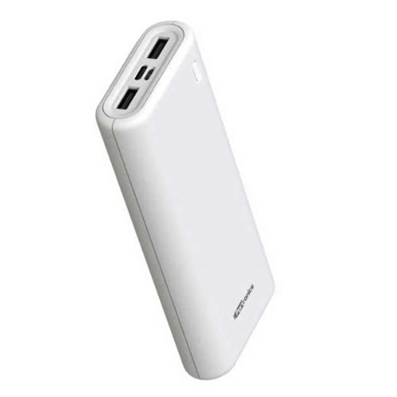 Portronics Indo 20X POR-1018, 20,000mAh Power Bank,2.0A Dual Input(TypeC + Micro USB)and Dual USB Output (2.1A + 1.0A),White