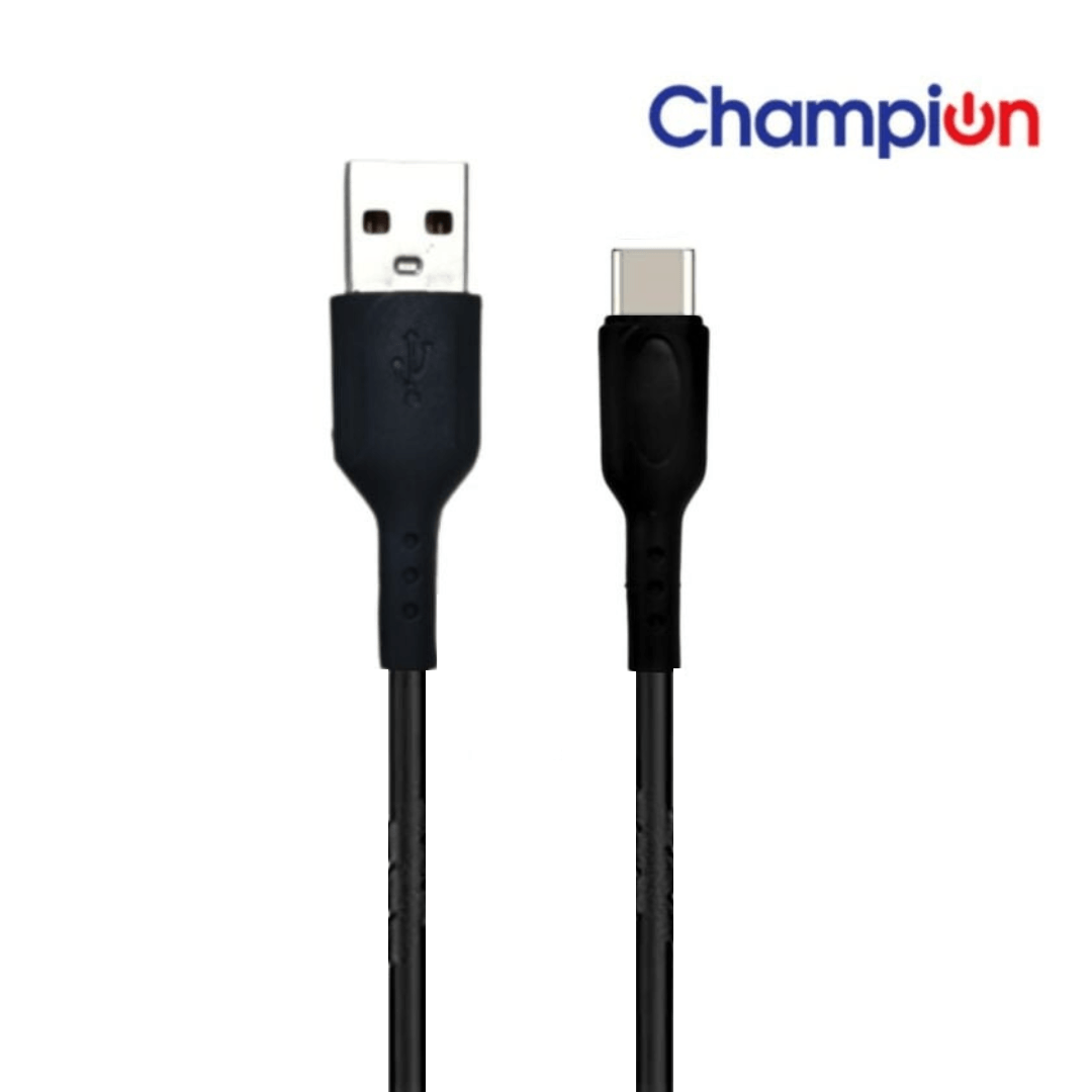 Champion USB to Type-C 3Amp Data Sync & Charging Cable PVC 1M for all Android & Type-C Devices (Black)