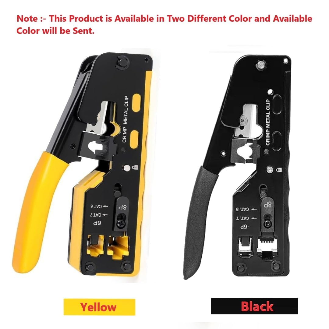 Passthrough Crimping Tool | Cat5/ Cat7 Multifunctional Crimp Tool Alloy Carbon Steel, 6P 8P RJ11 RJ12 RJ45 STP/UTP Ethernet Cable Modular Crimping Tool