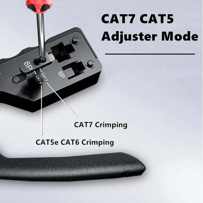 Passthrough Crimping Tool | Cat5/ Cat7 Multifunctional Crimp Tool Alloy Carbon Steel, 6P 8P RJ11 RJ12 RJ45 STP/UTP Ethernet Cable Modular Crimping Tool