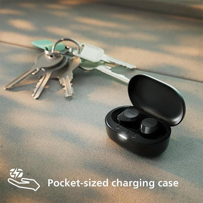 PHILIPS TAT1209BK/00 True Wireless Earbuds, in-Ear Active Noise Cancelling Bluetooth v5.3 Earphones with Mic, 18H Play Time, Shank Shape, IPX4, Touch Controls & Charging Case for iPhone/iPad (Black)