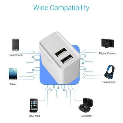Portronics Adapto 646 POR-646, 3.1A Fast Charging Dual USB Port Wall Adapter with 1M Micro-USB Charging Cable (White)