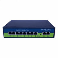 Poe Ai (8Fe+2Ge) Over Ethernet Switch 2 Port Uplink Giga, 802.3Af/At Poe+100Mbps, 120W Built-In Power, Extend To 250Meter, Unmanaged Metal Plug And Play