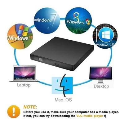 Portable Slim DVD Writer USB A & Type-C 3.0 | External CD/DVD Burner for Laptop & Desktop | Windows Compatible