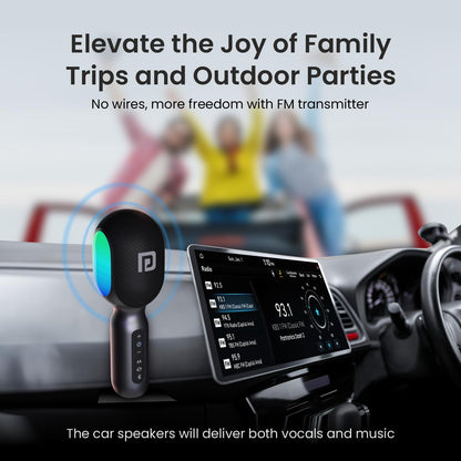 Portronics Dash 2 Wireless Bluetooth Karaoke Mic with 10W Speaker,Upto 10 Hour Playtime, Dynamic RGB Lights, Music Recording, Duet Singing, Mini Karaoke Machine for Car Travel, Fast Charging