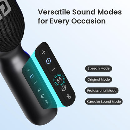 Portronics Dash 2 Wireless Bluetooth Karaoke Mic with 10W Speaker,Upto 10 Hour Playtime, Dynamic RGB Lights, Music Recording, Duet Singing, Mini Karaoke Machine for Car Travel, Fast Charging