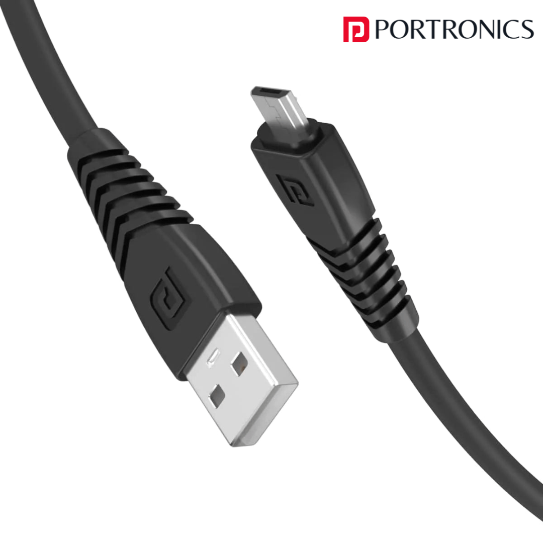 Portronics Konnect Core Micro USB Cable Tangle-Free with 3A Rapid Charging & 480mbps Data Transmission 1M (Black)