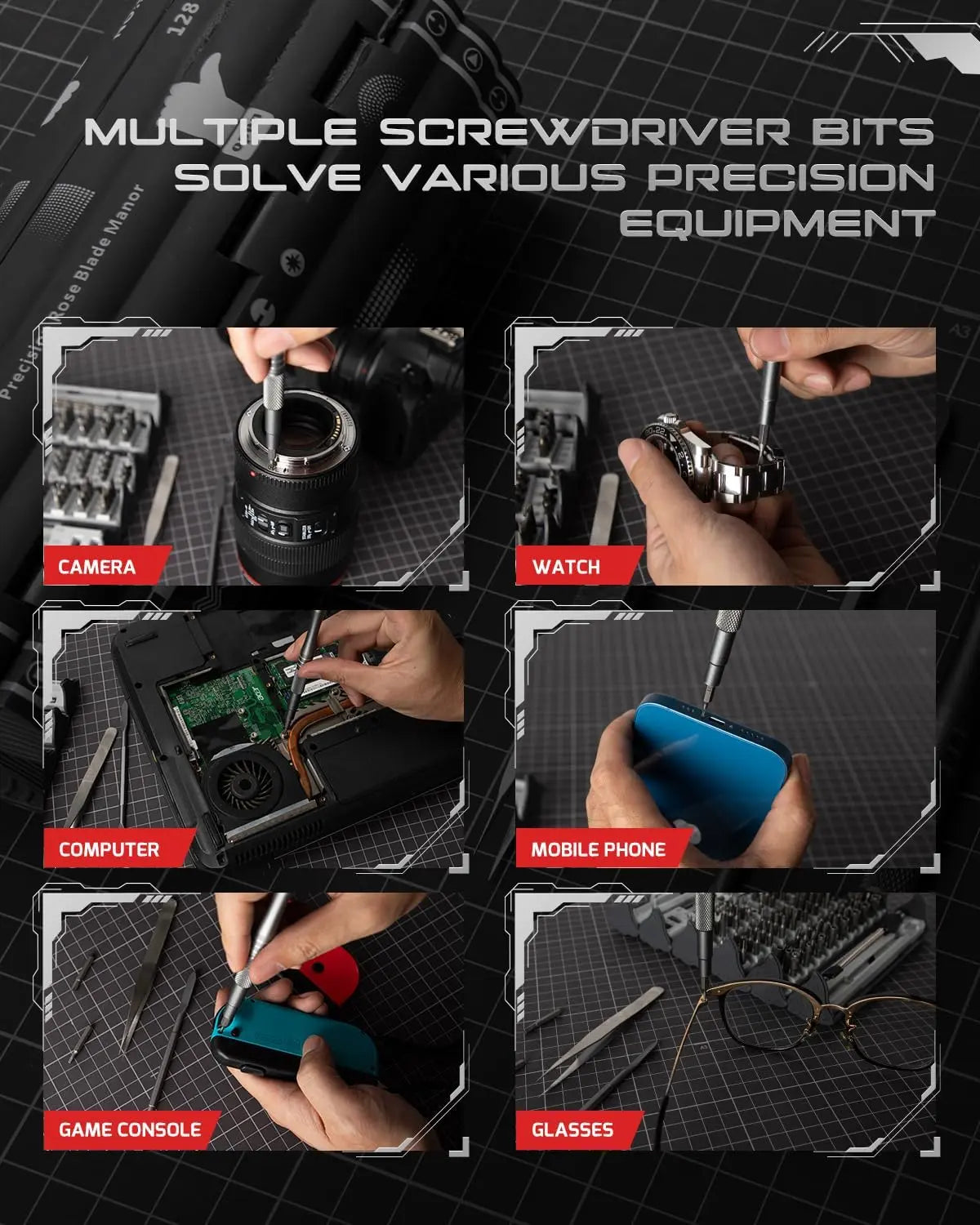 Precision Mechanic Tool Set 128 in 1 Magnetic Screwdriver Kit for PC, Mobile, Laptop, MacBook, PS5, Xbox & Camera Repair