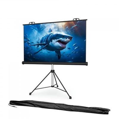 Projection Screen with Tripod Stand Anti-Crease, High Gain Fabric, 4K UHD & Full HD 1080P Support, Portable & Foldable