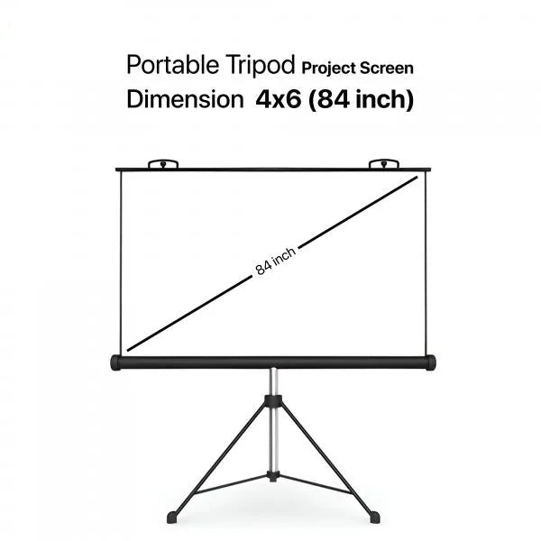 Projection Screen with Tripod Stand Anti-Crease, High Gain Fabric, 4K UHD & Full HD 1080P Support, Portable & Foldable