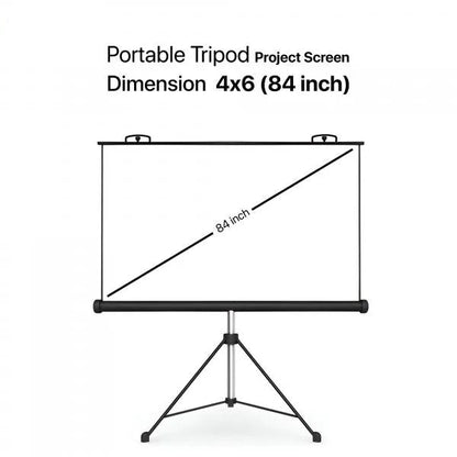 Projection Screen with Tripod Stand Anti-Crease, High Gain Fabric, 4K UHD & Full HD 1080P Support, Portable & Foldable