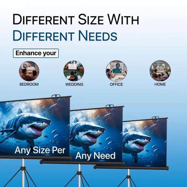 Projection Screen with Tripod Stand Anti-Crease, High Gain Fabric, 4K UHD & Full HD 1080P Support, Portable & Foldable