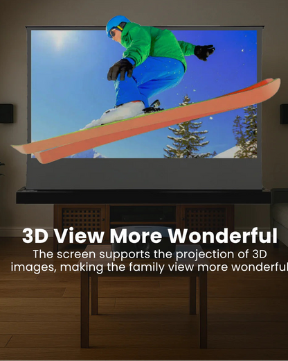 Projector Screen Electric Floor Rising 16:9 Motorized Retractable Design, Portable & Easy Setup for Movies, Gaming & Presentations