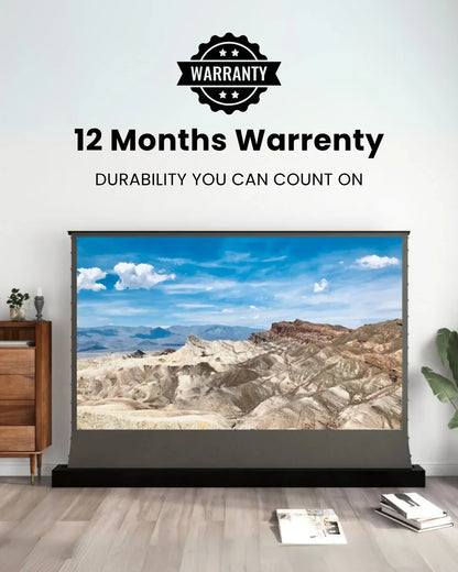 Projector Screen Electric Floor Rising 16:9 Motorized Retractable Design, Portable & Easy Setup for Movies, Gaming & Presentations