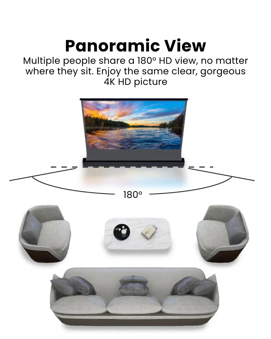 Projector Screen Electric Floor Rising 16:9 Motorized Retractable Design, Portable & Easy Setup for Movies, Gaming & Presentations