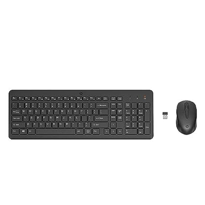 HP 330 Wireless Black Keyboard and Mouse Set with Numeric Keypad, 2.4GHz Wireless Connection and 1600 DPI, USB Receiver, LED Indicators (Black)