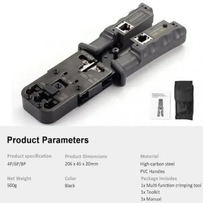 RJ45 Crimping Tool, Network Crimper Tool for 8P 6P 4P RJ-4, RJ-12 RJ-11 RJ-9 RJ-12 DEC | 6P6C Modular Plugs,Cat6 Cat5 Cat5e Stripping Cutting Crimping Network Cable Tester | All-in-One Crimp Pliers