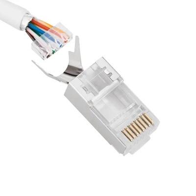 Rj-45 Cat-7 Plug | Rj45 8P8C Modular Plug | 50U Nickel Plated ,3 Prong Shielded Ftp/Stp (Pack Of 50Pcs)