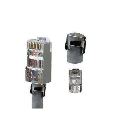 Rj-45 Cat-7 Plug | Rj45 8P8C Modular Plug | 50U Nickel Plated ,3 Prong Shielded Ftp/Stp (Pack Of 50Pcs)