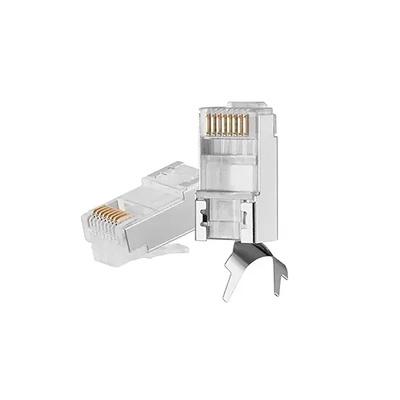 Rj-45 Cat-7 Plug | Rj45 8P8C Modular Plug | 50U Nickel Plated ,3 Prong Shielded Ftp/Stp (Pack Of 50Pcs)