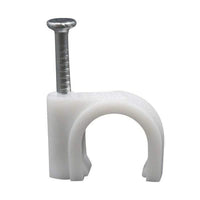 Round Cable Clip with Metal Nail , Wire Clamp Fasteners for Wall Mounting (Pack of 100)