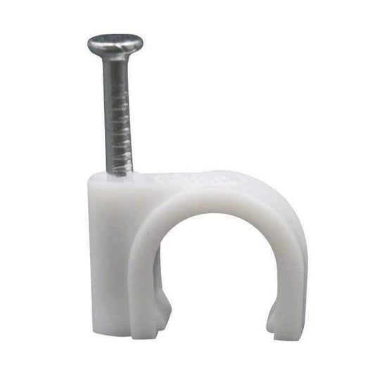 Round Cable Clip with Metal Nail , Wire Clamp Fasteners for Wall Mounting