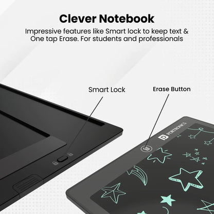 Portronics Ruffpad 12D Re-Writeable 30.48cm (12") LCD Writing Pad with App Support, Magnetic Strips, Content Safety Button, Extra Thin