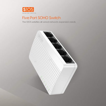 TENDA TE-S105 5-Port Mini 10/100Mbps Fast Ethernet Switch (White)