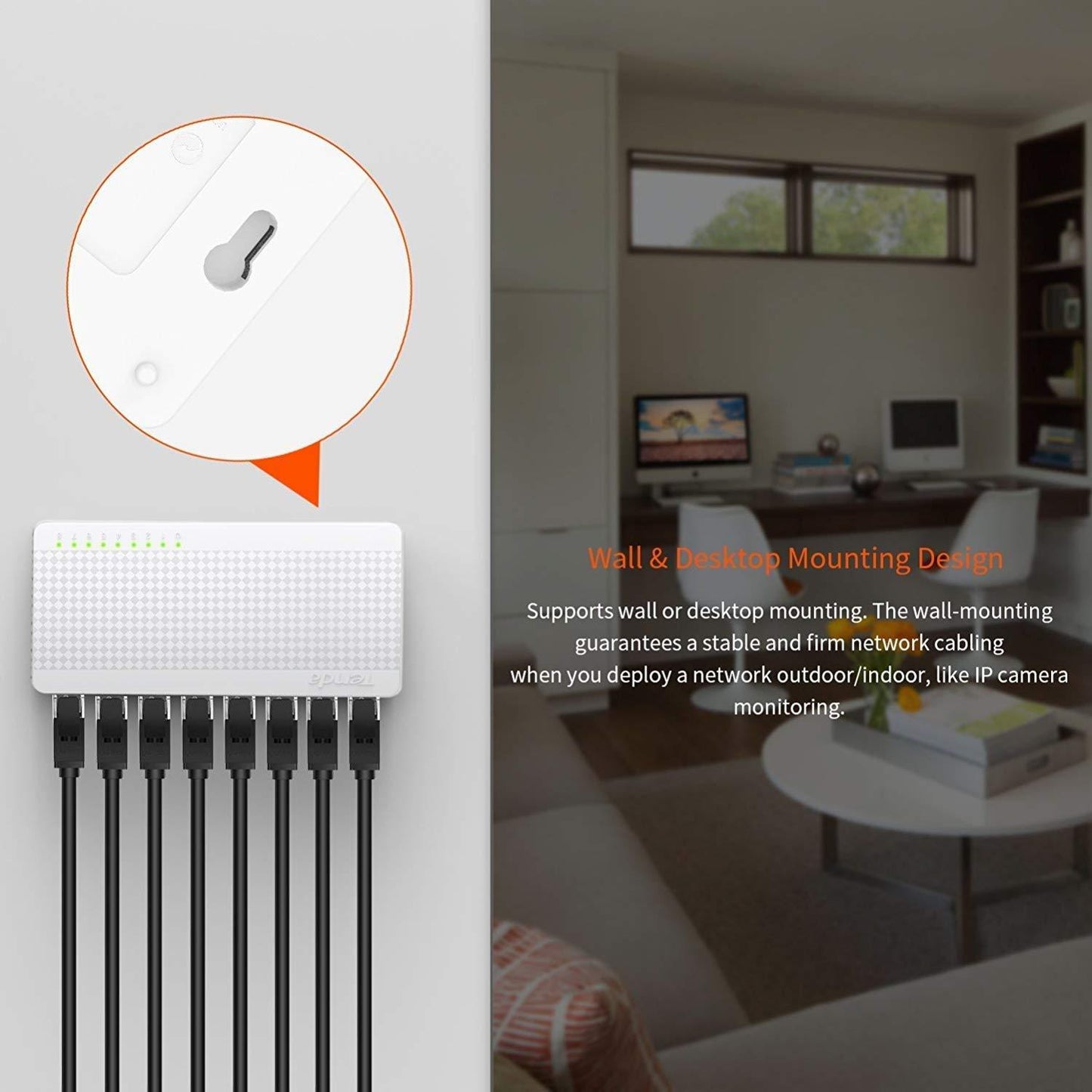 Tenda S108 8-Port Mini Fast Ethernet Switch (White)