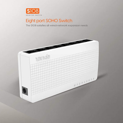 Tenda S108 8-Port Mini Fast Ethernet Switch (White)