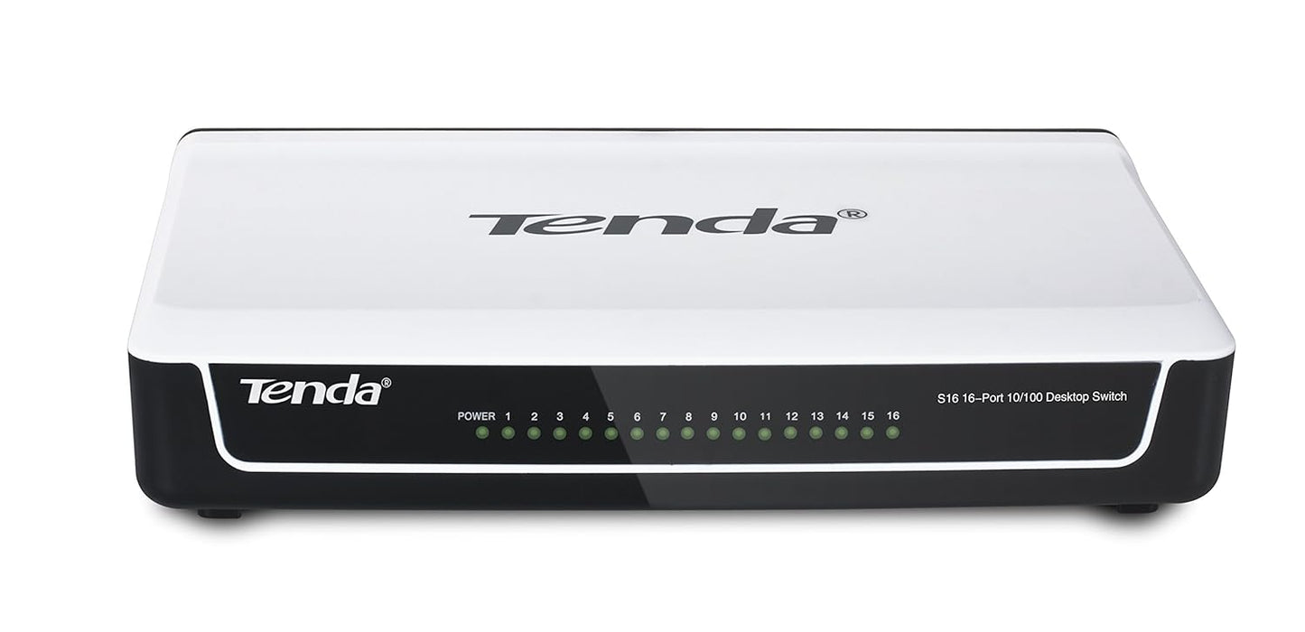 Tenda S16-16-port Fast Ethernet Switch (Desktop) (White)