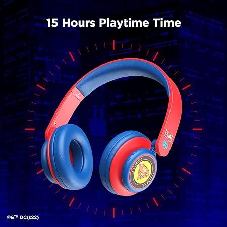boAt Rockerz 450 Superman Edition Bluetooth On Ear Headphones with Mic, Upto 15 Hours Playback, 40mm Drivers (Krypton Blue)