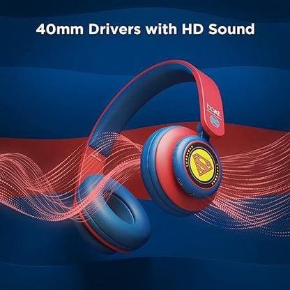 boAt Rockerz 450 Superman Edition Bluetooth On Ear Headphones with Mic, Upto 15 Hours Playback, 40mm Drivers (Krypton Blue)
