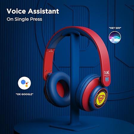 boAt Rockerz 450 Superman Edition Bluetooth On Ear Headphones with Mic, Upto 15 Hours Playback, 40mm Drivers (Krypton Blue)
