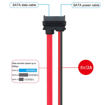 SATA 13pin Male to Slimline SATA 13pin 7+6 Female Extension Cable for SATA Slim DVD+/-RW Drive (30cm)