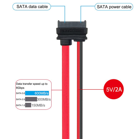SATA 13pin Male to Slimline SATA 13pin 7+6 Female Extension Cable for SATA Slim DVD+/-RW Drive (30cm)