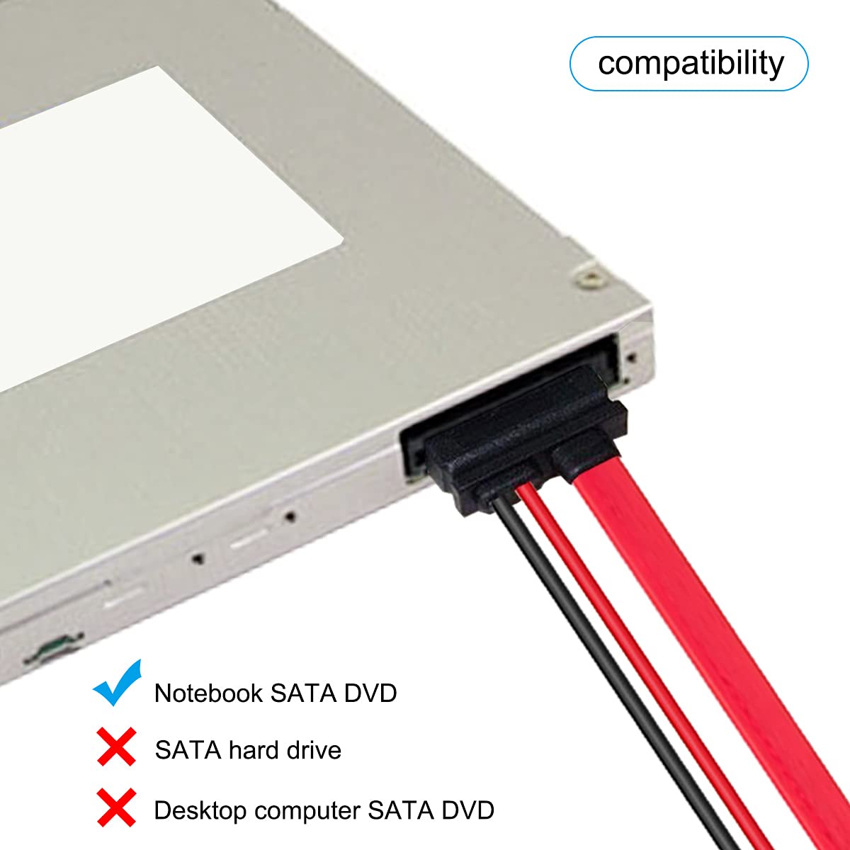 SATA 13pin Male to Slimline SATA 13pin 7+6 Female Extension Cable for SATA Slim DVD+/-RW Drive (30cm)