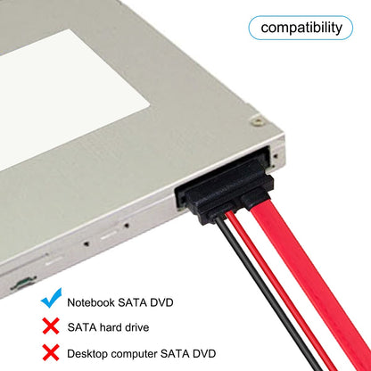 SATA 13pin Male to Slimline SATA 13pin 7+6 Female Extension Cable for SATA Slim DVD+/-RW Drive (30cm)