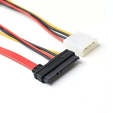 SATA 22pin 7+15pin Female to SATA Female Cable with Molex IDE 4Pin Power Cable (30cm)