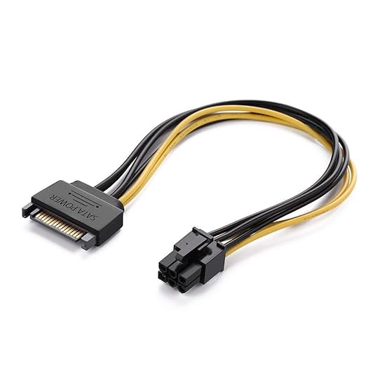 SATA Cable 15PIN to 6PIN for PCI Express Card,Compatible with GPU Card, Multicolor)