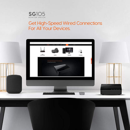 TENDA-SG105 5-Port Ethernet Switch |Small Office or Home network |Smart LED (Black)