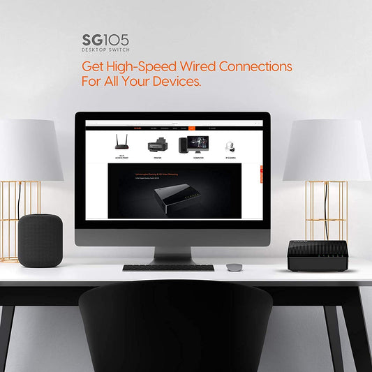 TENDA-SG105 5-Port Ethernet Switch |Small Office or Home network |Smart LED (Black)