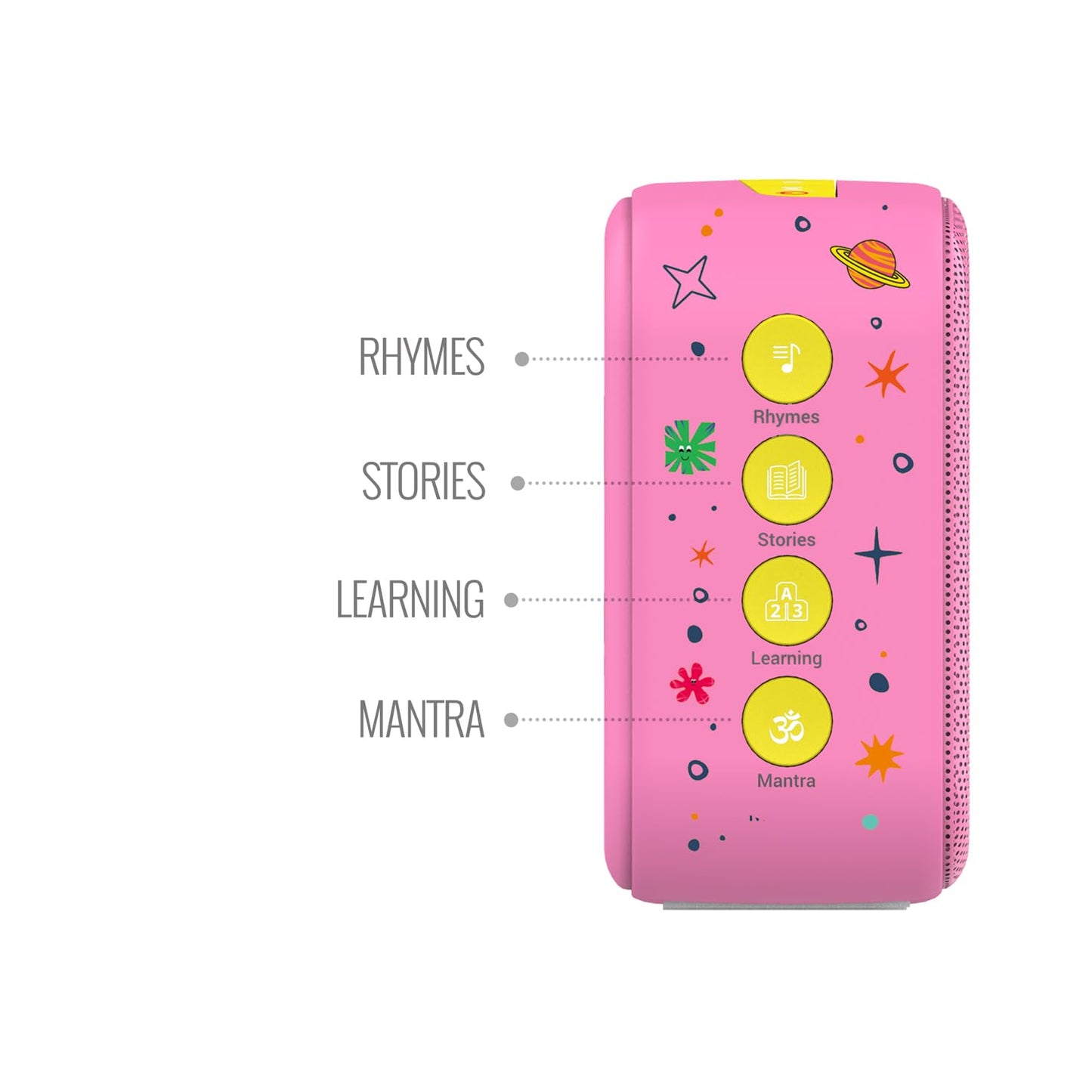 Saregama Carvaan Mini Kids with Wireless Mic - 300+ Pre-Loaded Stories, Rhymes, Learnings and Mantras with Rechargeable Battery/Bluetooth/USB/Aux in-Out/Play in Loop - Baby Pink