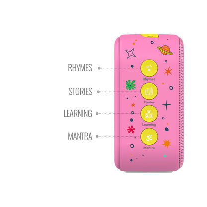 Saregama Carvaan Mini Kids with Wireless Mic - 300+ Pre-Loaded Stories, Rhymes, Learnings and Mantras with Rechargeable Battery/Bluetooth/USB/Aux in-Out/Play in Loop - Baby Pink