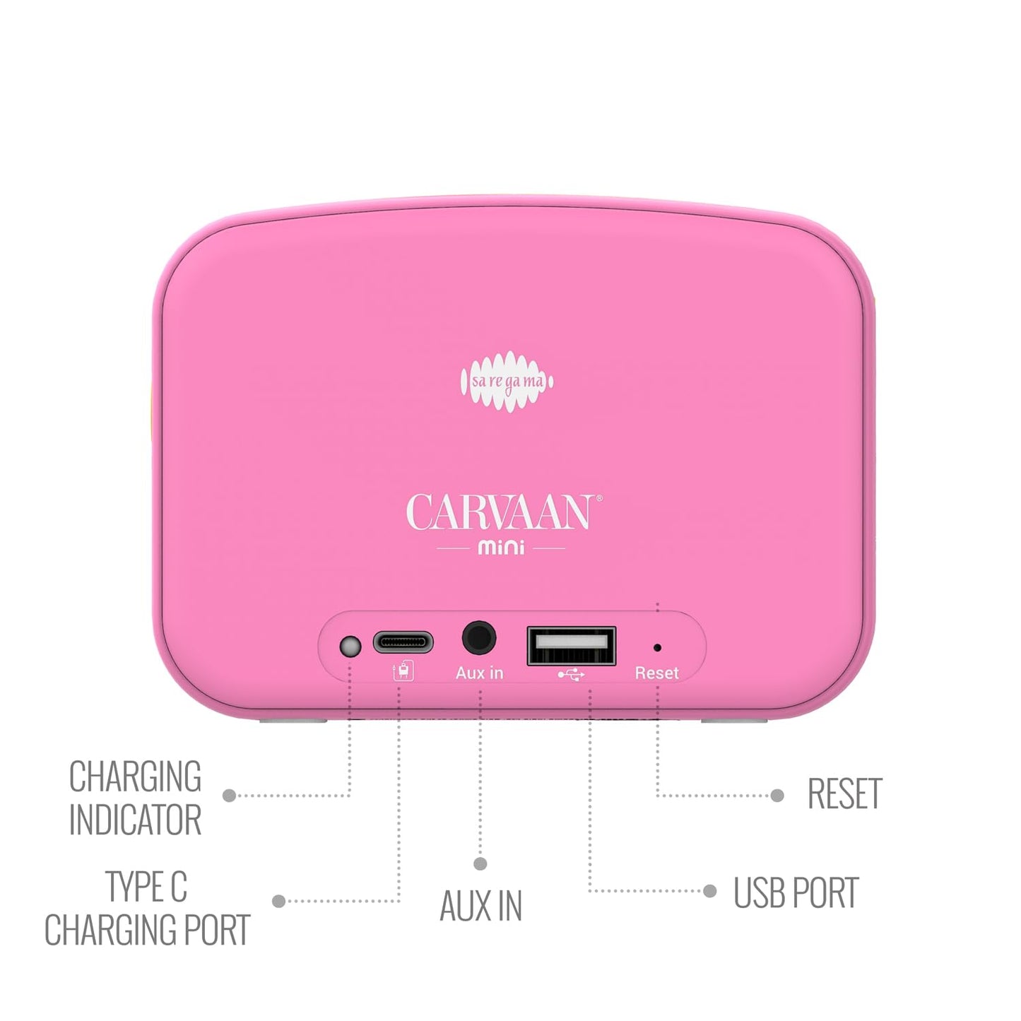Saregama Carvaan Mini Kids with Wireless Mic - 300+ Pre-Loaded Stories, Rhymes, Learnings and Mantras with Rechargeable Battery/Bluetooth/USB/Aux in-Out/Play in Loop - Baby Pink