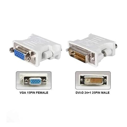 DVI 24 +1 Pin DVI to VGA Male to Female Video Converter Adapter Compatible with PC Laptop for Graphics Cards, Computer, HDTV, Monitor